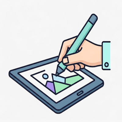 Graphic design and photo editing icon representing professional services.